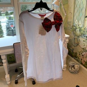 tartan top in the color white